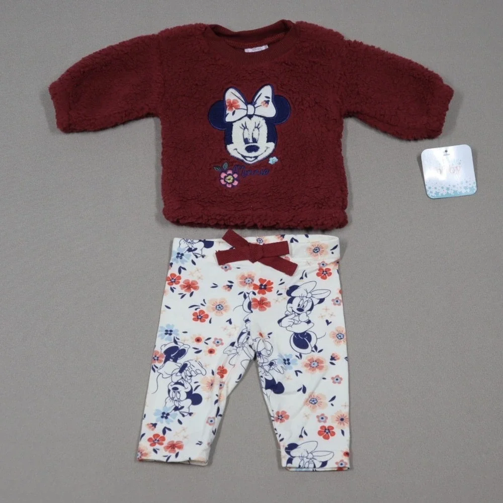 Disney Baby Girls Minnie Mouse Sherpa Top and Leggings Set‎ - Sheer Pink - 0-3M